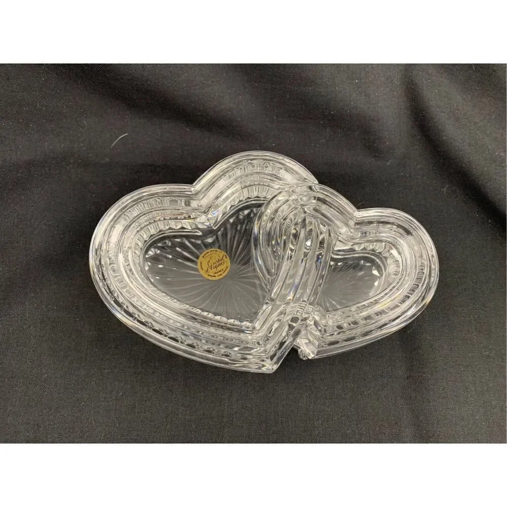 Cristal d’Arques  -Durand Two Hearts Crystal Trinket box.